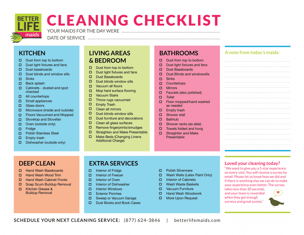 What is included in a basic house cleaning?