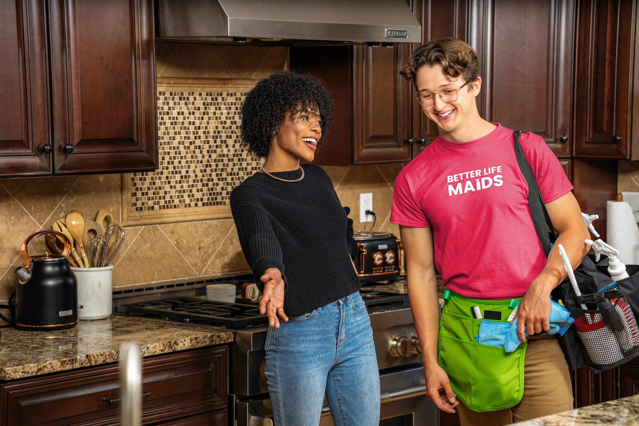 better like maids tec talking to a client better life maids, house cleaning in sunset hills, house cleaning near me, house cleaning near sunset hills, best maids in sunset hills, best maid service near me, top quality maids, residential cleaner, move out maids sunset hills, green cleaning, eco cleaning