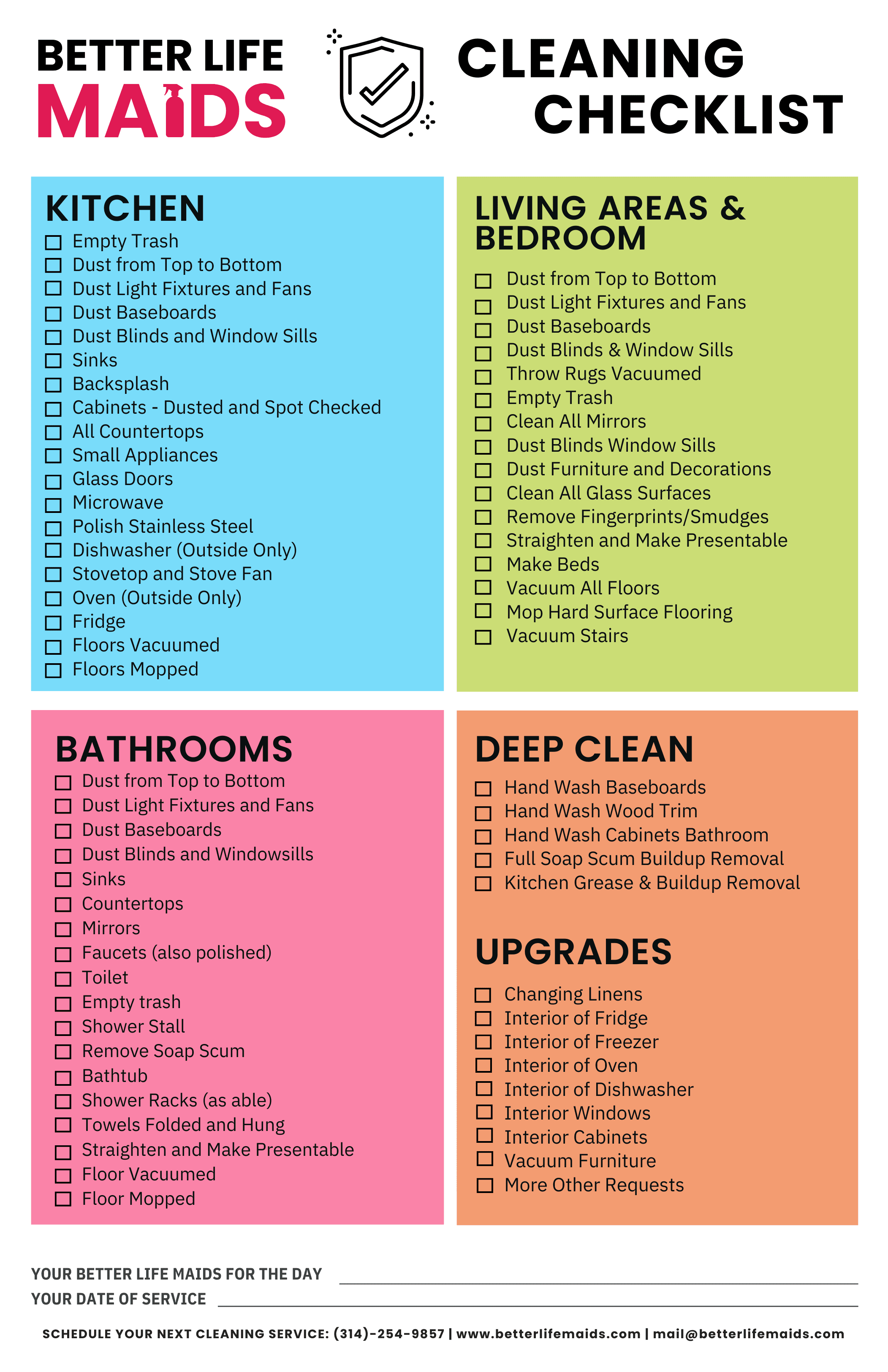 cleaning checklist for better life home cleaning