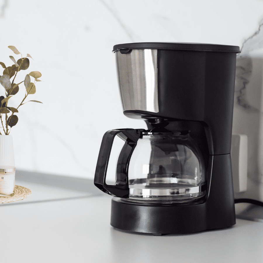 coffee maker ready to be descaled and disinfected 